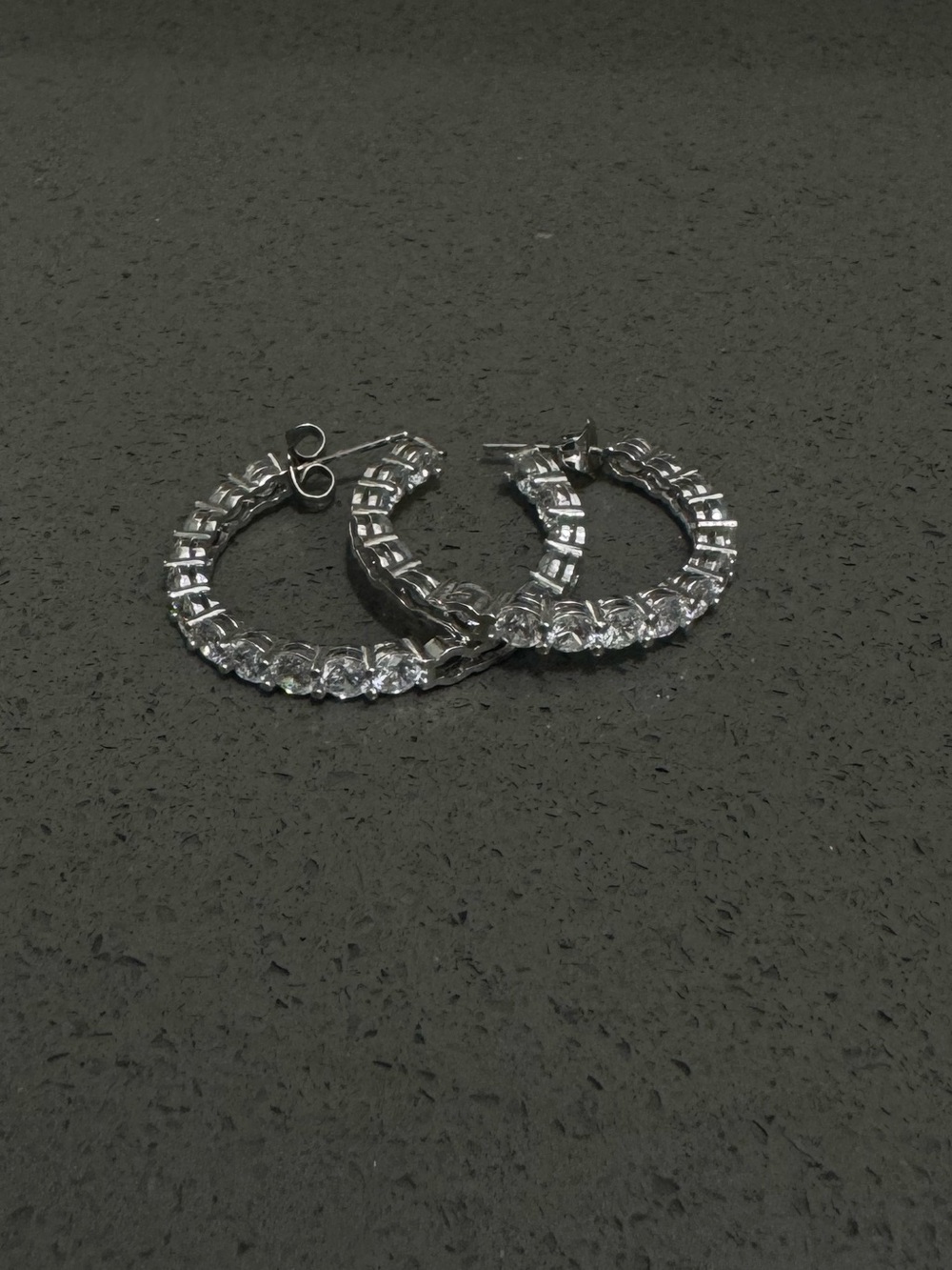 Silver Crystal Hoop Earrings - Elegant Women Jewelry